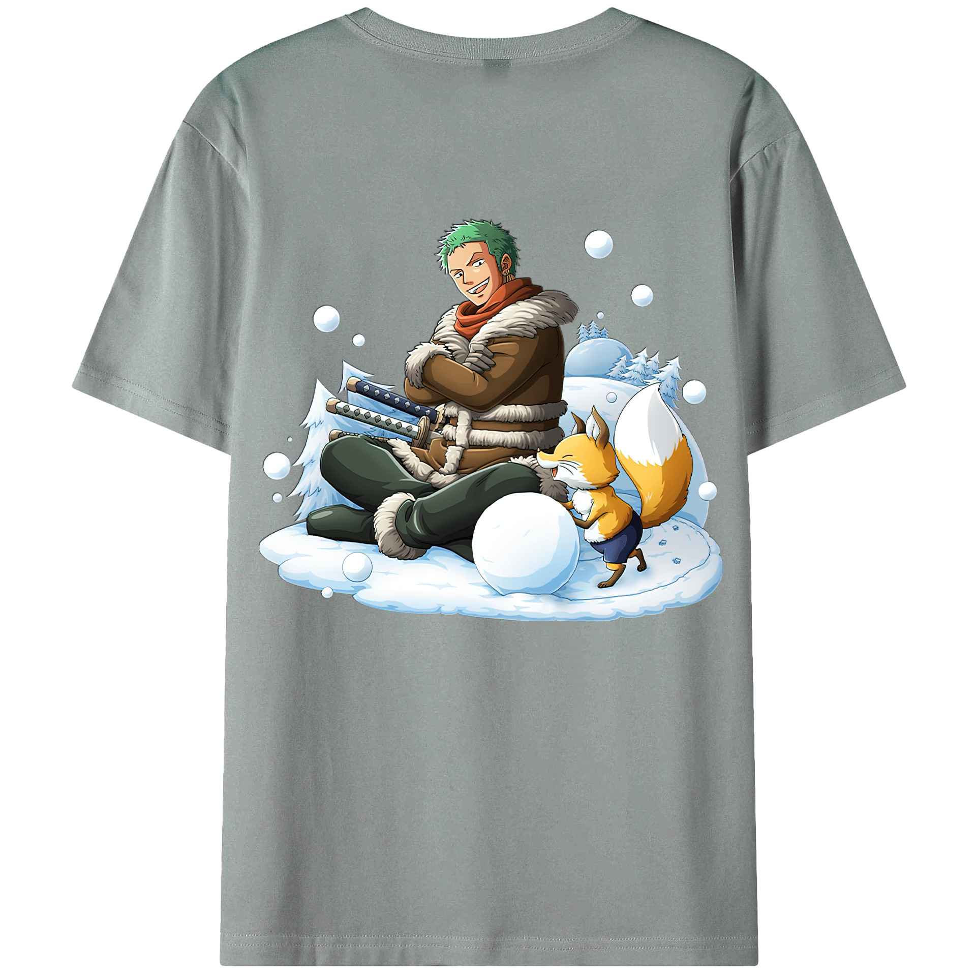 ワンピース ロロノア・ゾロ ONE PIECE Roronoa Zoro 綿100％ メンズ半袖Tシャツ（バックプリント） 通気性